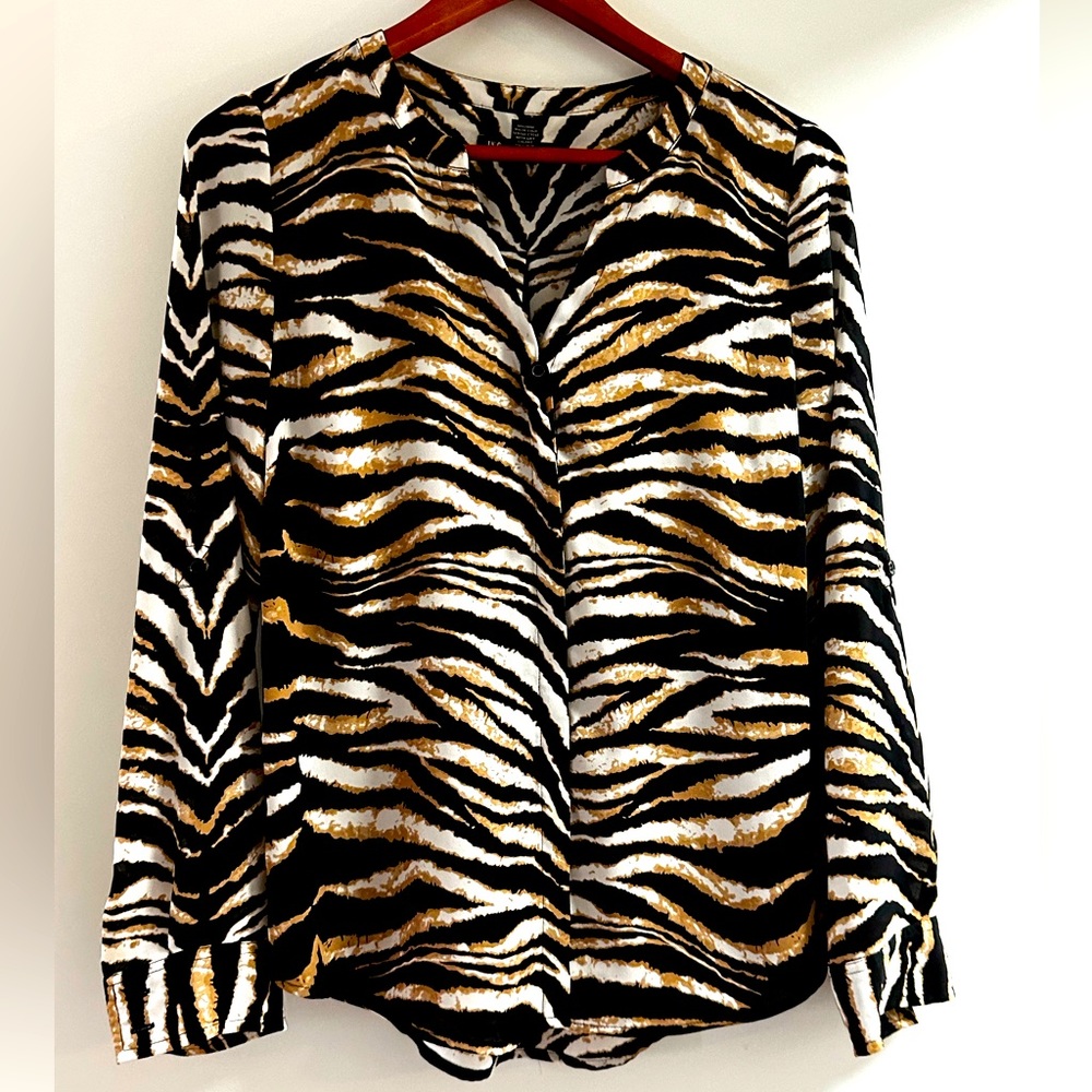 Women’s INC Leopard Print Long Sleeve Blouse